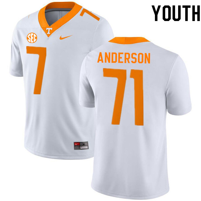 Youth #71 Max Anderson Tennessee Volunteers College Football Jerseys Stitched-White